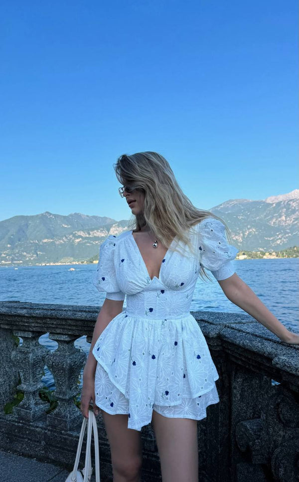 White Bloom Romper