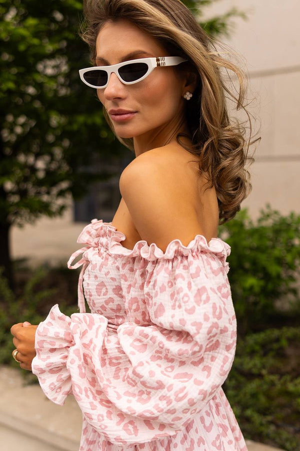 Candy Blush Off-Shoulder Muslin Dress