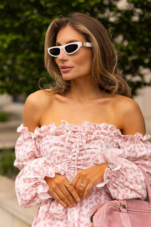 Candy Blush Off-Shoulder Muslin Dress