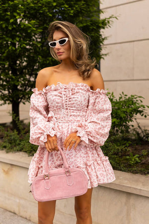 Candy Blush Off-Shoulder Muslin Dress