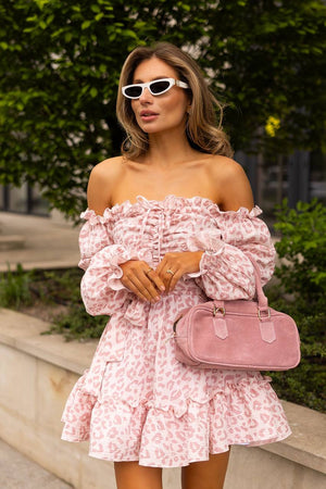 Candy Blush Off-Shoulder Muslin Dress