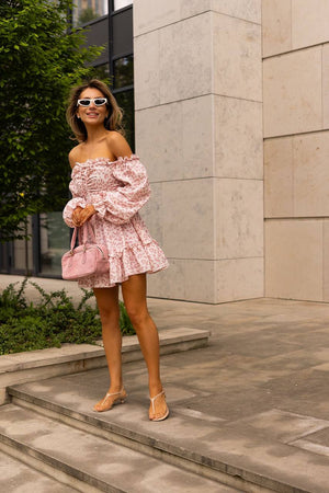 Candy Blush Off-Shoulder Muslin Dress