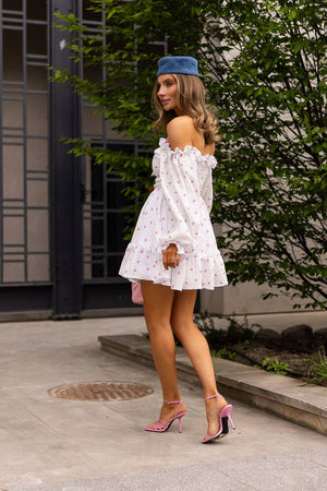 Heartfelt Pink Off-Shoulder Muslin Dress