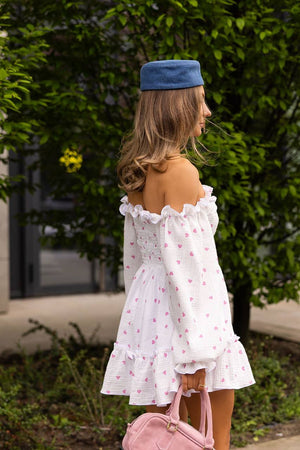Heartfelt Pink Off-Shoulder Muslin Dress