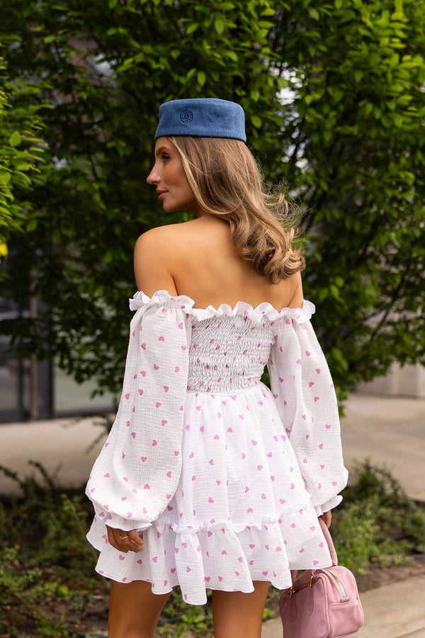 Heartfelt Pink Off-Shoulder Muslin Dress