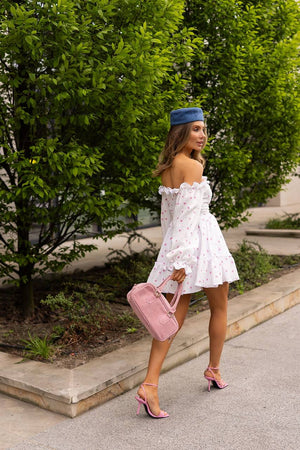 Heartfelt Pink Off-Shoulder Muslin Dress