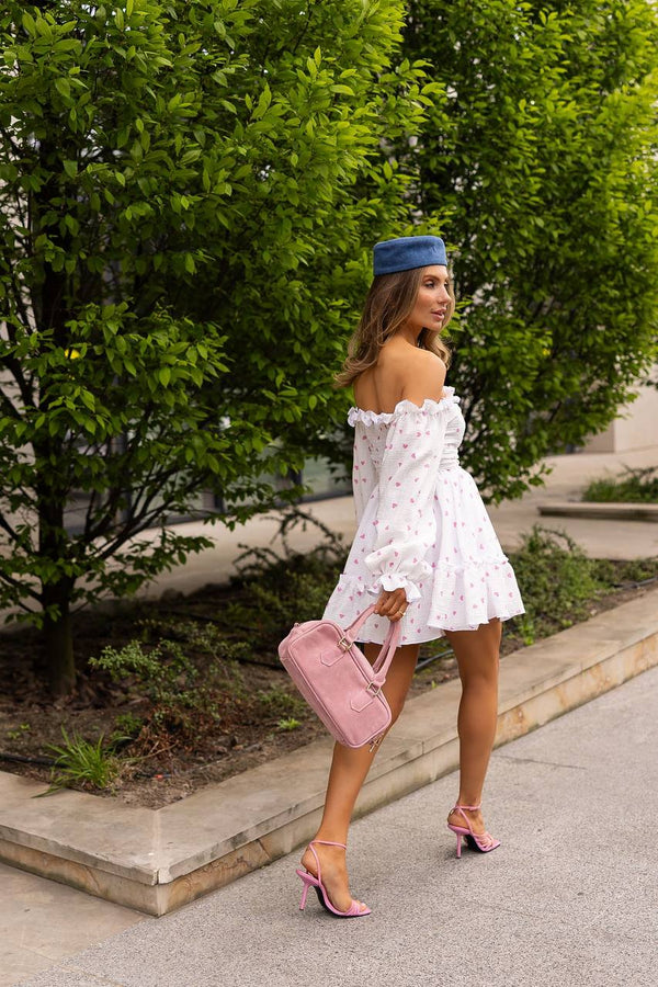 Heartfelt Pink Off-Shoulder Muslin Dress