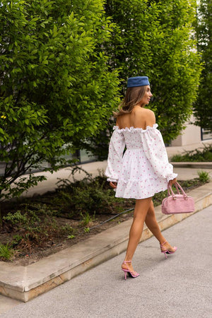 Heartfelt Pink Off-Shoulder Muslin Dress