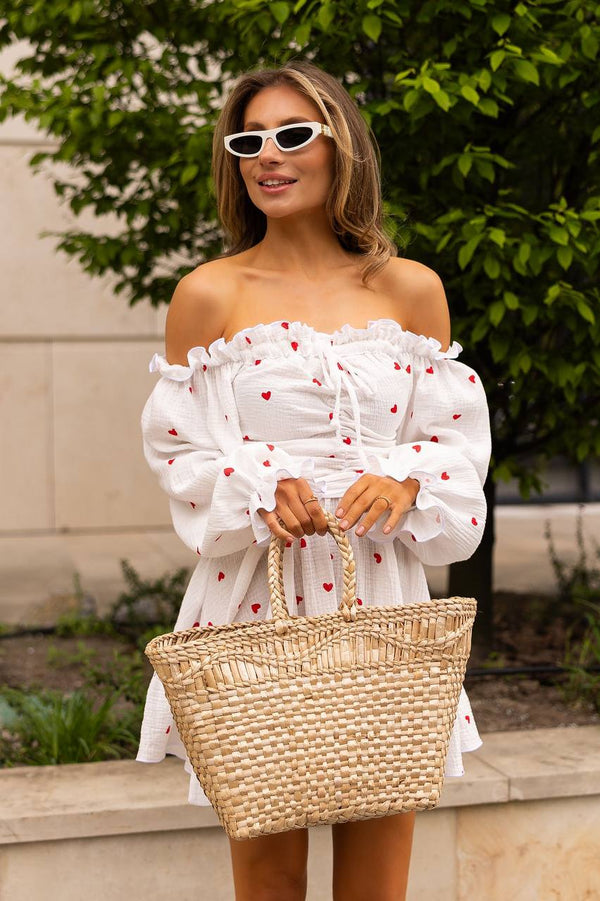 Heartfelt Red Off-Shoulder Muslin Dress