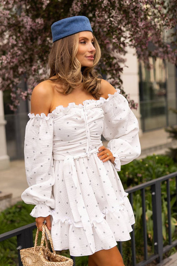 Wildberry Cream Off-Shoulder Muslin Dress