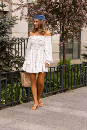 Wildberry Cream Off-Shoulder Muslin Dress