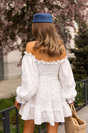 Wildberry Cream Off-Shoulder Muslin Dress