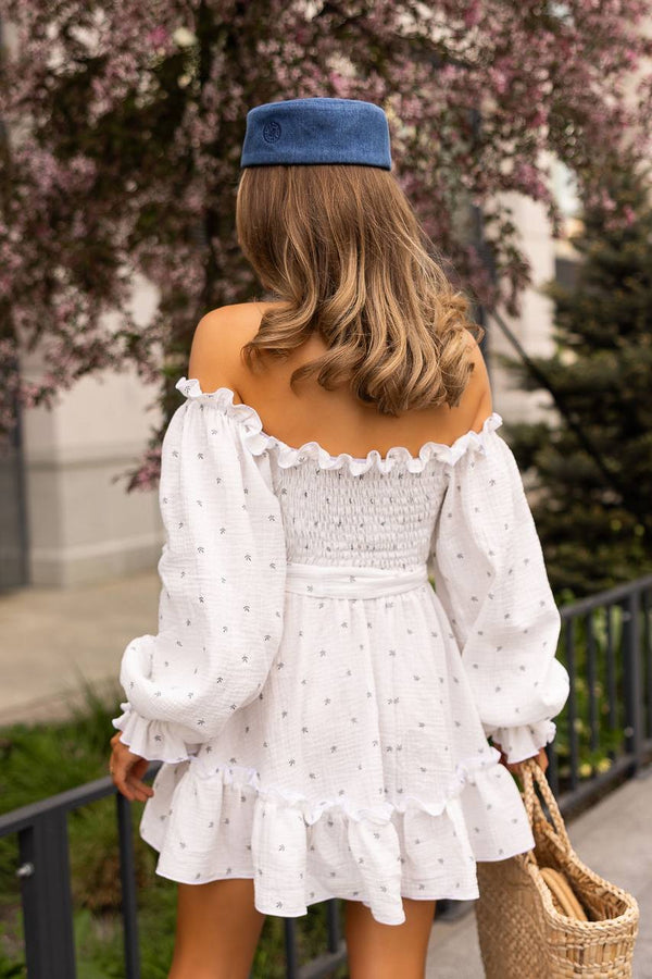 Wildberry Cream Off-Shoulder Muslin Dress