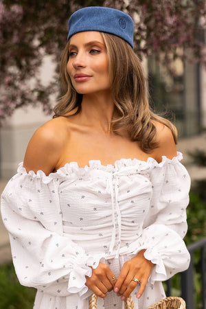 Wildberry Cream Off-Shoulder Muslin Dress