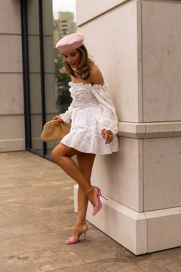 Heartfelt Red Off-Shoulder Muslin Dress