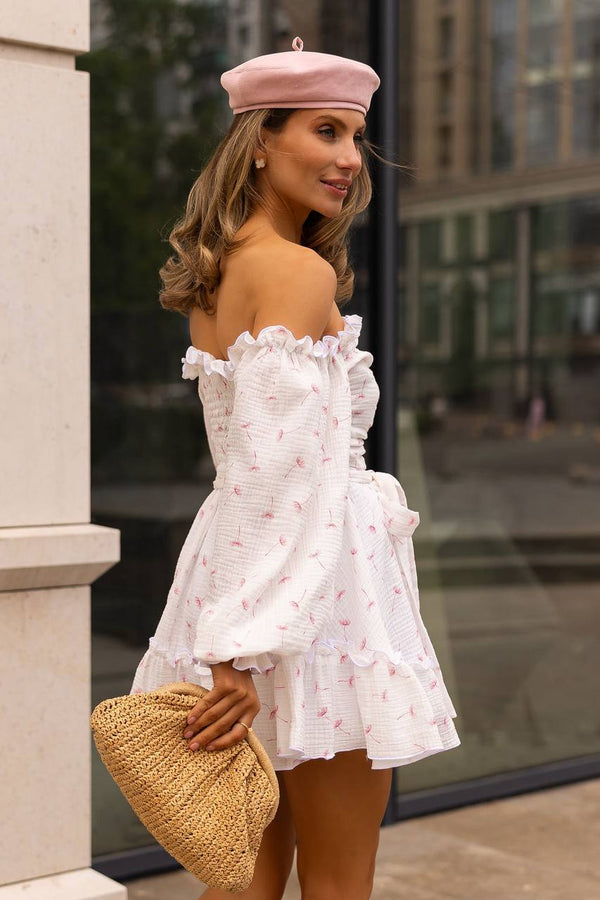 Heartfelt Red Off-Shoulder Muslin Dress