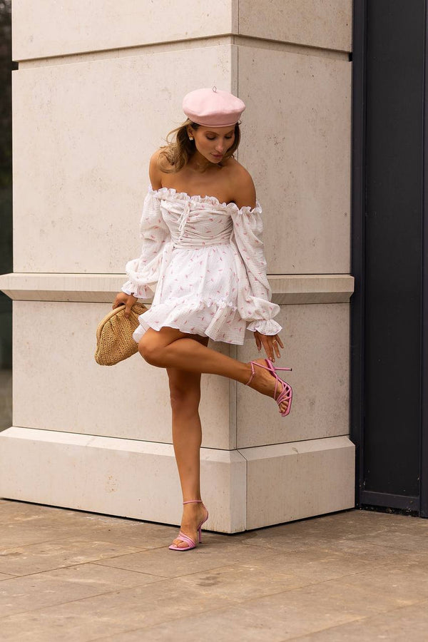 Heartfelt Red Off-Shoulder Muslin Dress