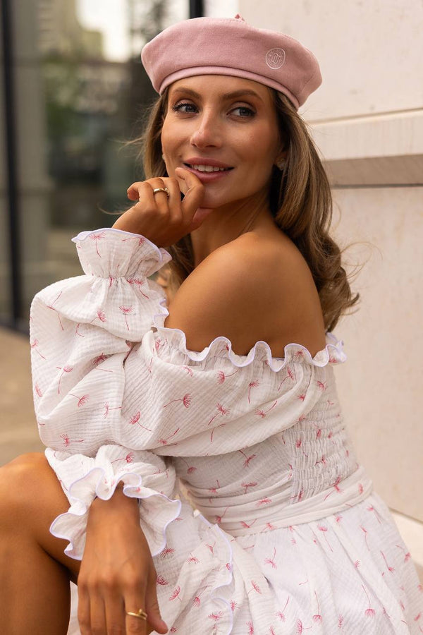 Heartfelt Red Off-Shoulder Muslin Dress