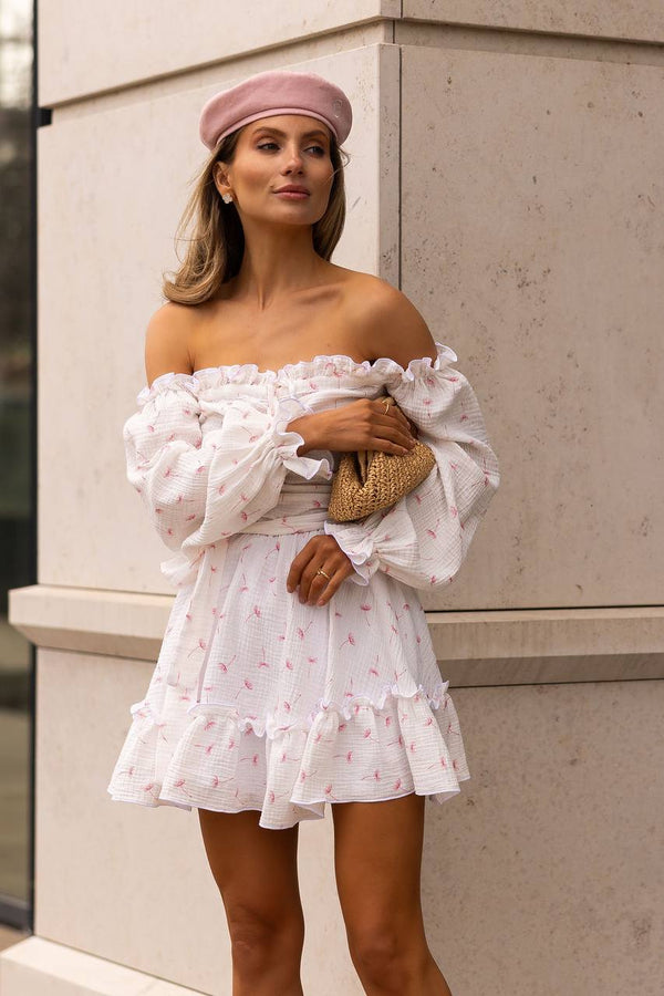 Heartfelt Red Off-Shoulder Muslin Dress