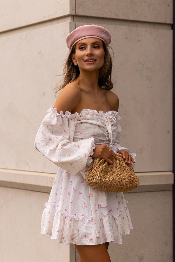 Heartfelt Red Off-Shoulder Muslin Dress