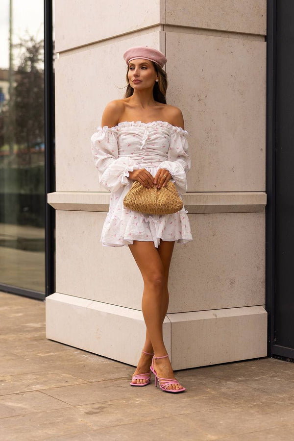 Heartfelt Red Off-Shoulder Muslin Dress