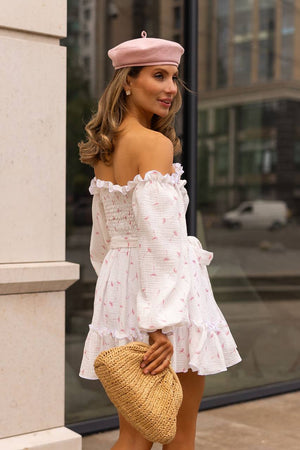 Heartfelt Red Off-Shoulder Muslin Dress