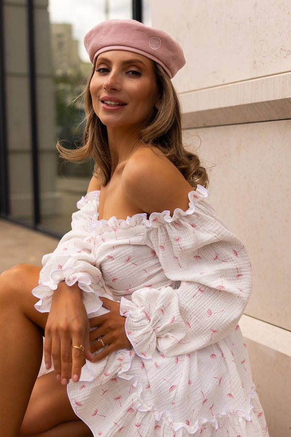 Heartfelt Red Off-Shoulder Muslin Dress