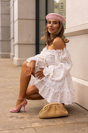 Heartfelt Red Off-Shoulder Muslin Dress