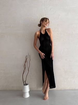 Black Paula Crochet Beach Dress