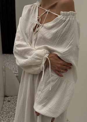 Seabreeze Off-Shoulder Muslin Maxi Dress