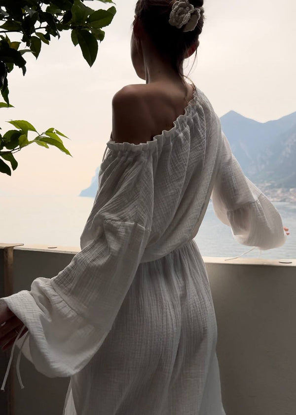 Seabreeze Off-Shoulder Muslin Maxi Dress
