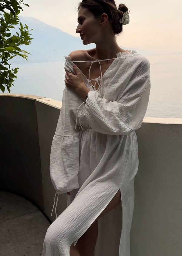 Seabreeze Off-Shoulder Muslin Maxi Dress
