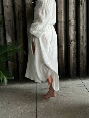 Seabreeze Off-Shoulder Muslin Maxi Dress