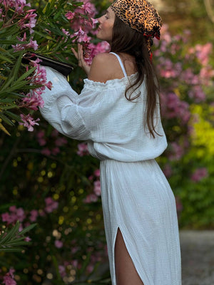 Seabreeze Off-Shoulder Muslin Maxi Dress