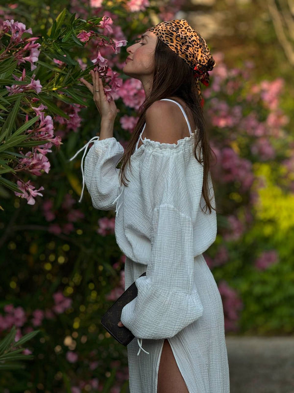 Seabreeze Off-Shoulder Muslin Maxi Dress
