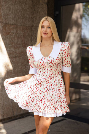 Ivory Cherry Blossom Collar Dress