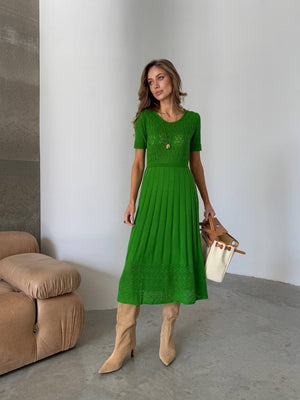 Verdant Grace Knit Midi Dress