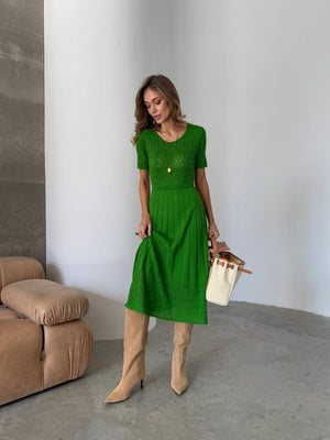 Verdant Grace Knit Midi Dress