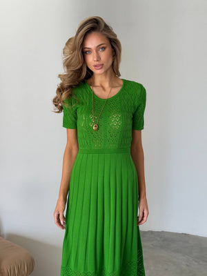 Verdant Grace Knit Midi Dress