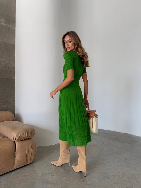Verdant Grace Knit Midi Dress