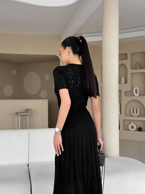 Noir Rhythm Knit Midi Dress