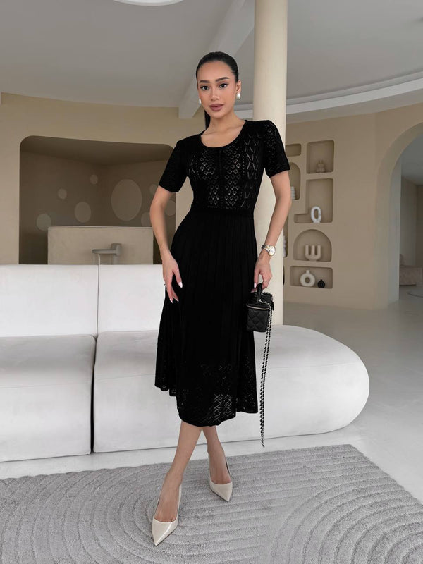 Noir Rhythm Knit Midi Dress