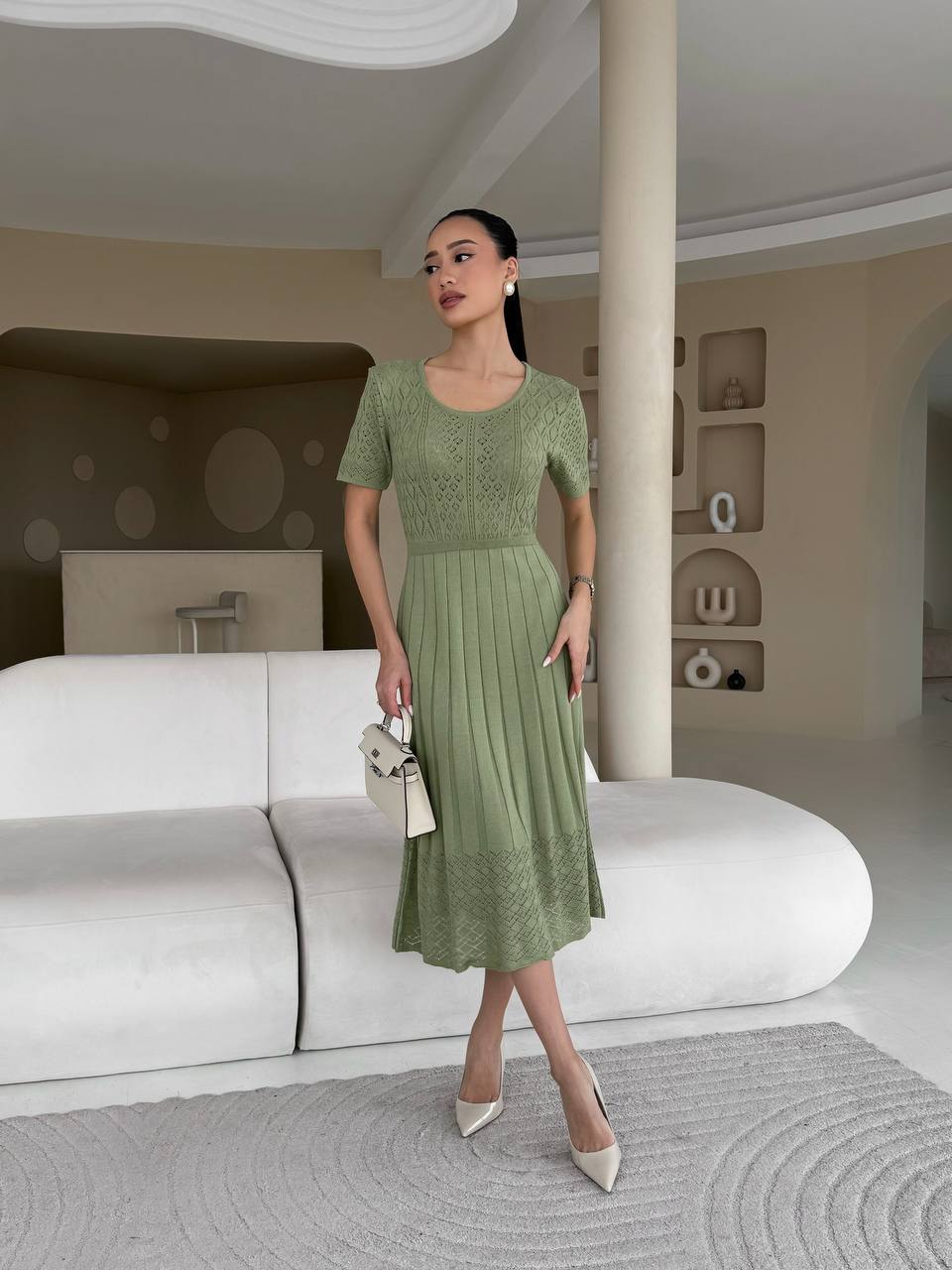 Sage Serenity Knit Midi Dress