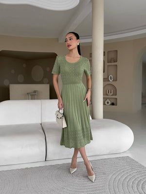 Sage Serenity Knit Midi Dress