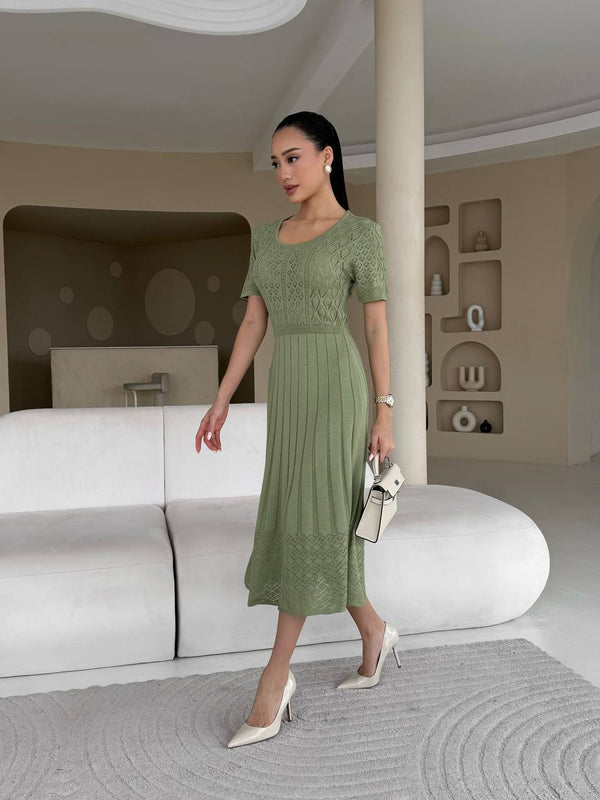 Sage Serenity Knit Midi Dress