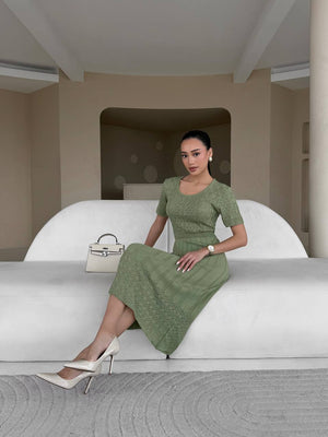 Sage Serenity Knit Midi Dress