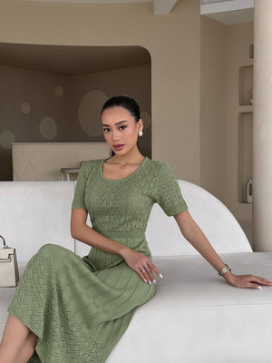 Sage Serenity Knit Midi Dress