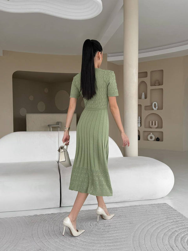 Sage Serenity Knit Midi Dress