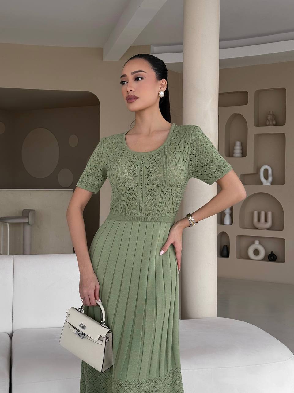 Sage Serenity Knit Midi Dress