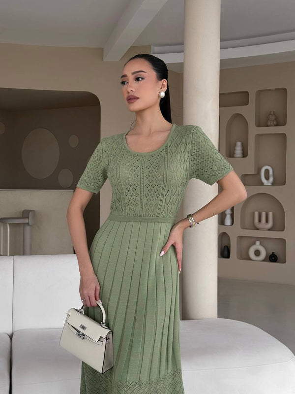 Sage Serenity Knit Midi Dress